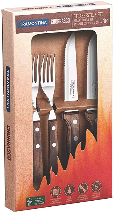 Tramontina Churrasco 4 Pc Steak Cutlery Set (DAMAGED BOX) RRP 29.99 CLEARANCE XL 14.99